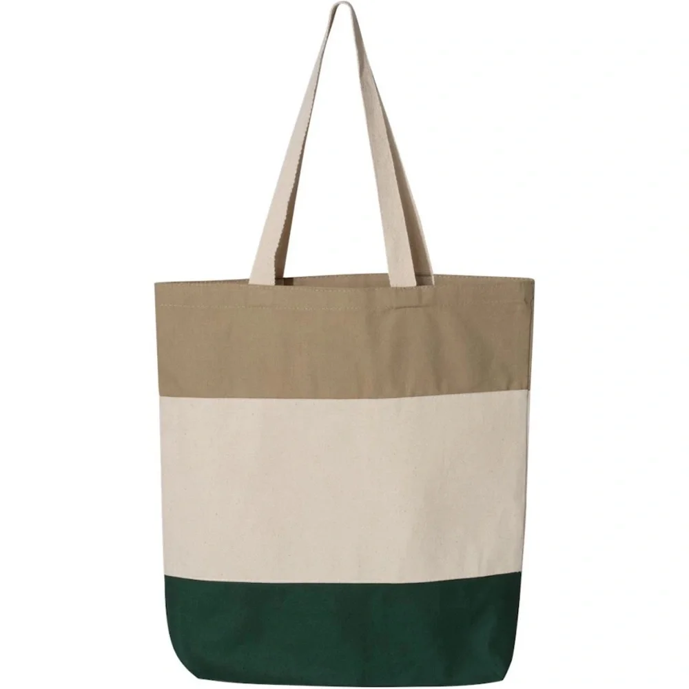 NWOT Cotton Canvas Tricolor Shopping Tote
